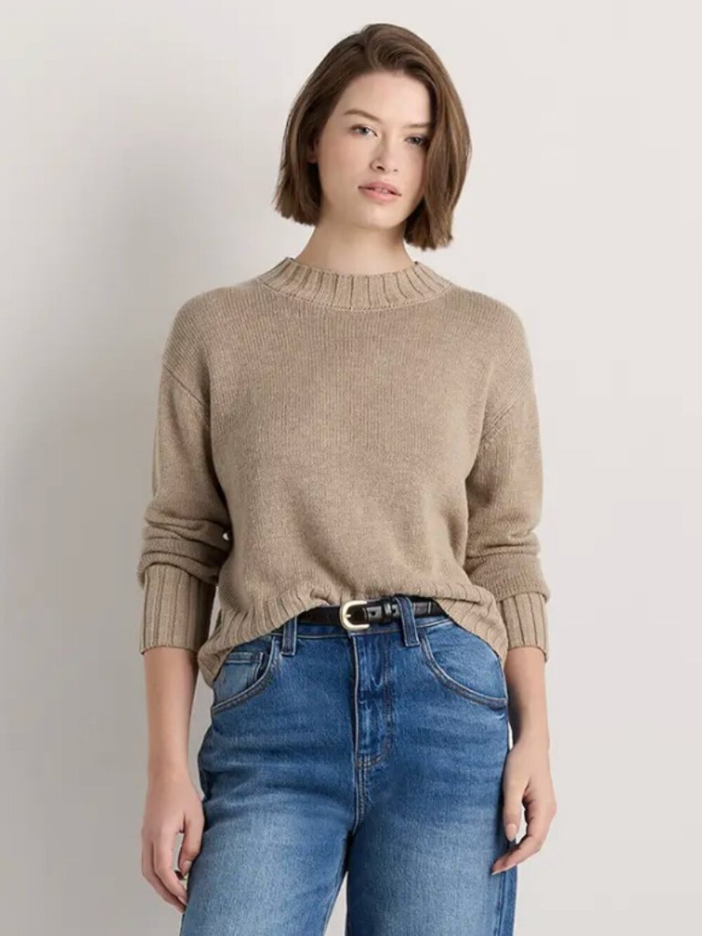Quince Cotton Linen Relaxed Crew Sweater